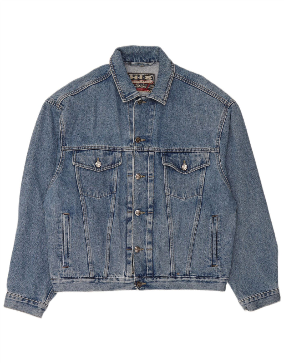 Henry I Siegel H.I.S Giacca di jeans da uomo UK 40 Large Blu Cotone