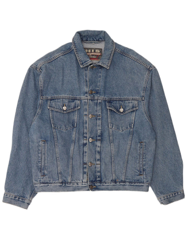 Henry I Siegel H.I.S Giacca di jeans da uomo UK 40 Large Blu Cotone