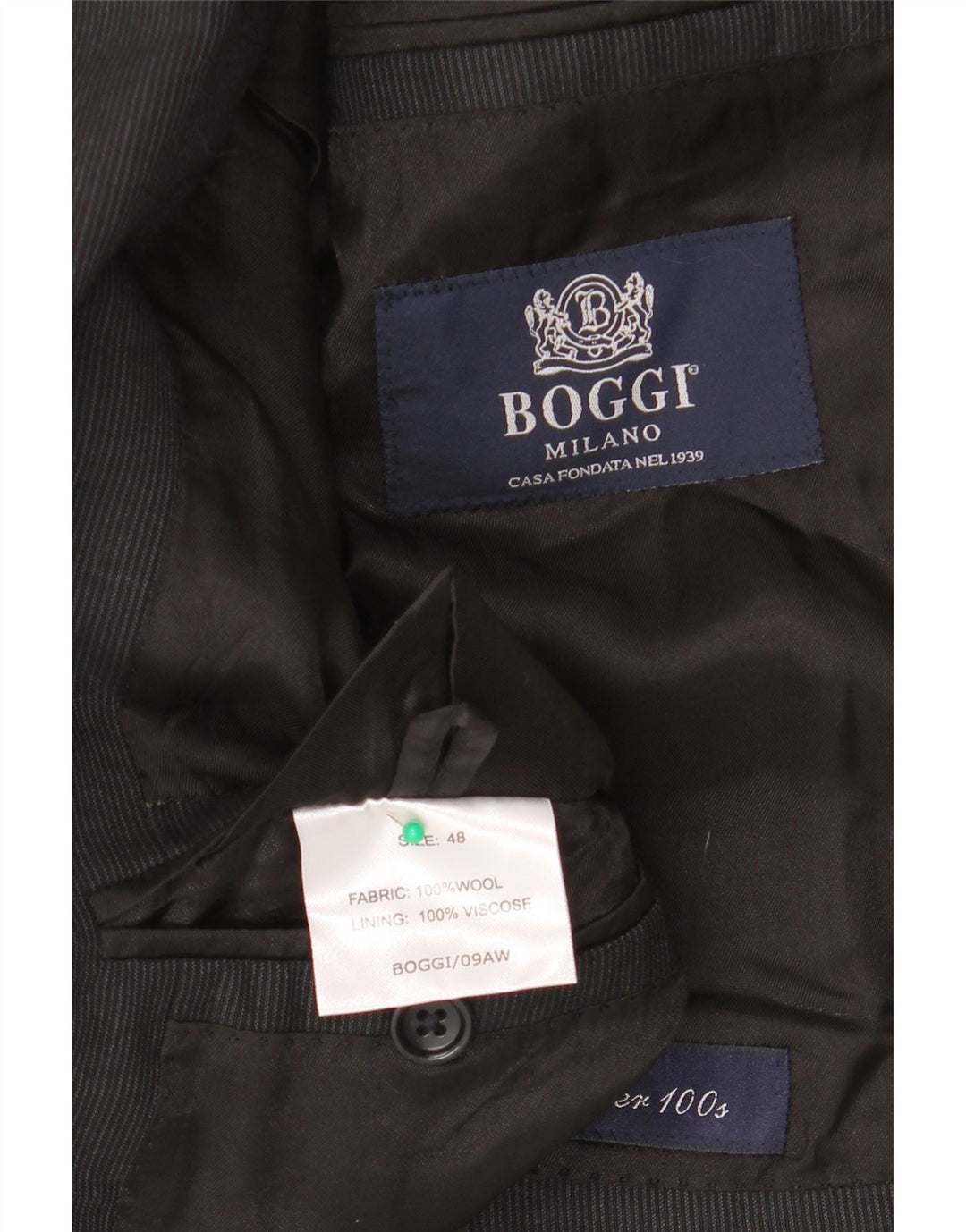 Giacca blazer da uomo a 3 bottoni Boggi IT 48 lana gessata media nera