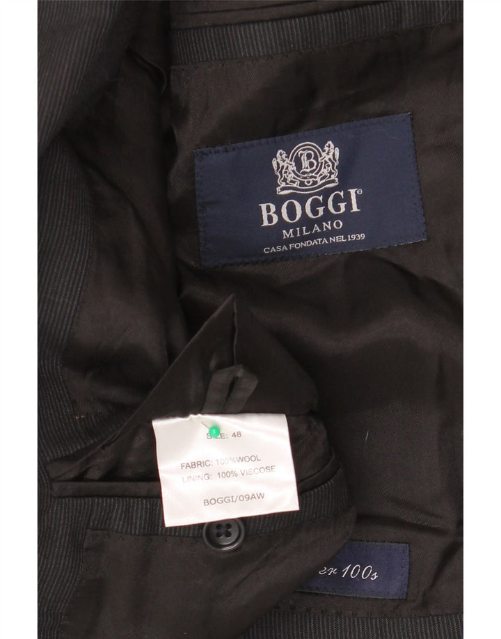 Giacca blazer da uomo a 3 bottoni Boggi IT 48 lana gessata media nera