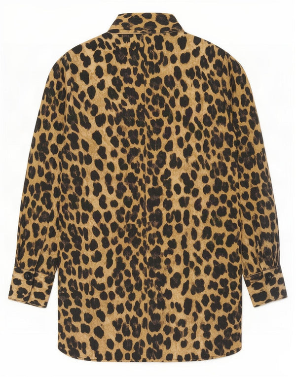 Abito a trapezio a maniche lunghe da donna Zara UK 10 piccola stampa animalier marrone