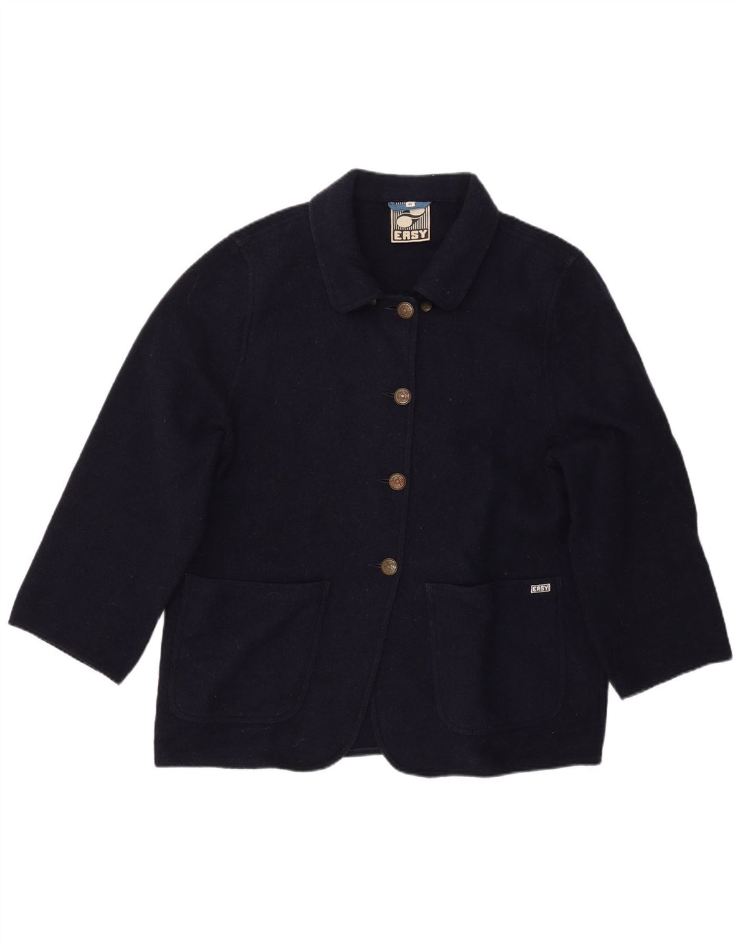 Giacca blazer da donna a 4 bottoni con maniche a 3/4 EASY IT 46 grande blu navy