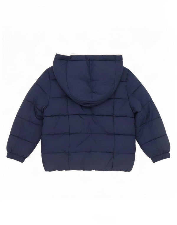 Benetton Boys Hooded Padded Jacket 2-3 Years Navy Blue Polyester
