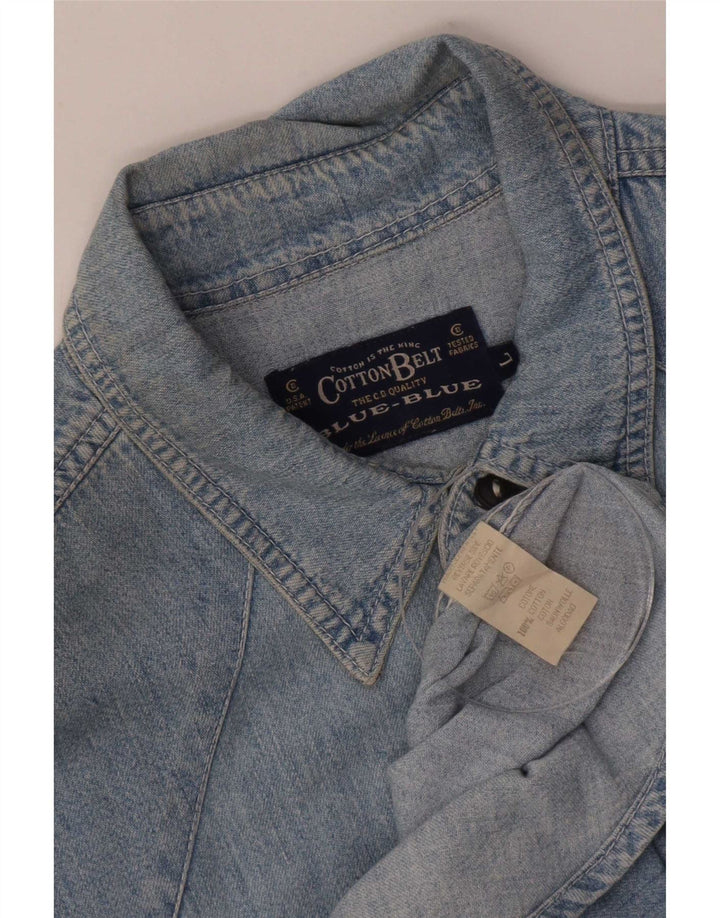 Cintura in cotone Camicia di jeans western da uomo grande blu