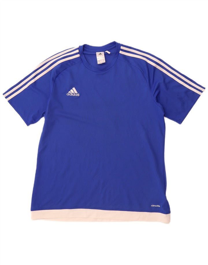 T-shirt ADIDAS da uomo Climalite Top grande blu in poliestere
