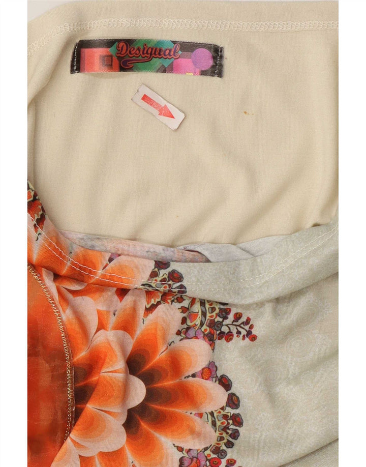 Desigual Camicetta oversize da donna Top UK 16 Grande poliestere floreale beige