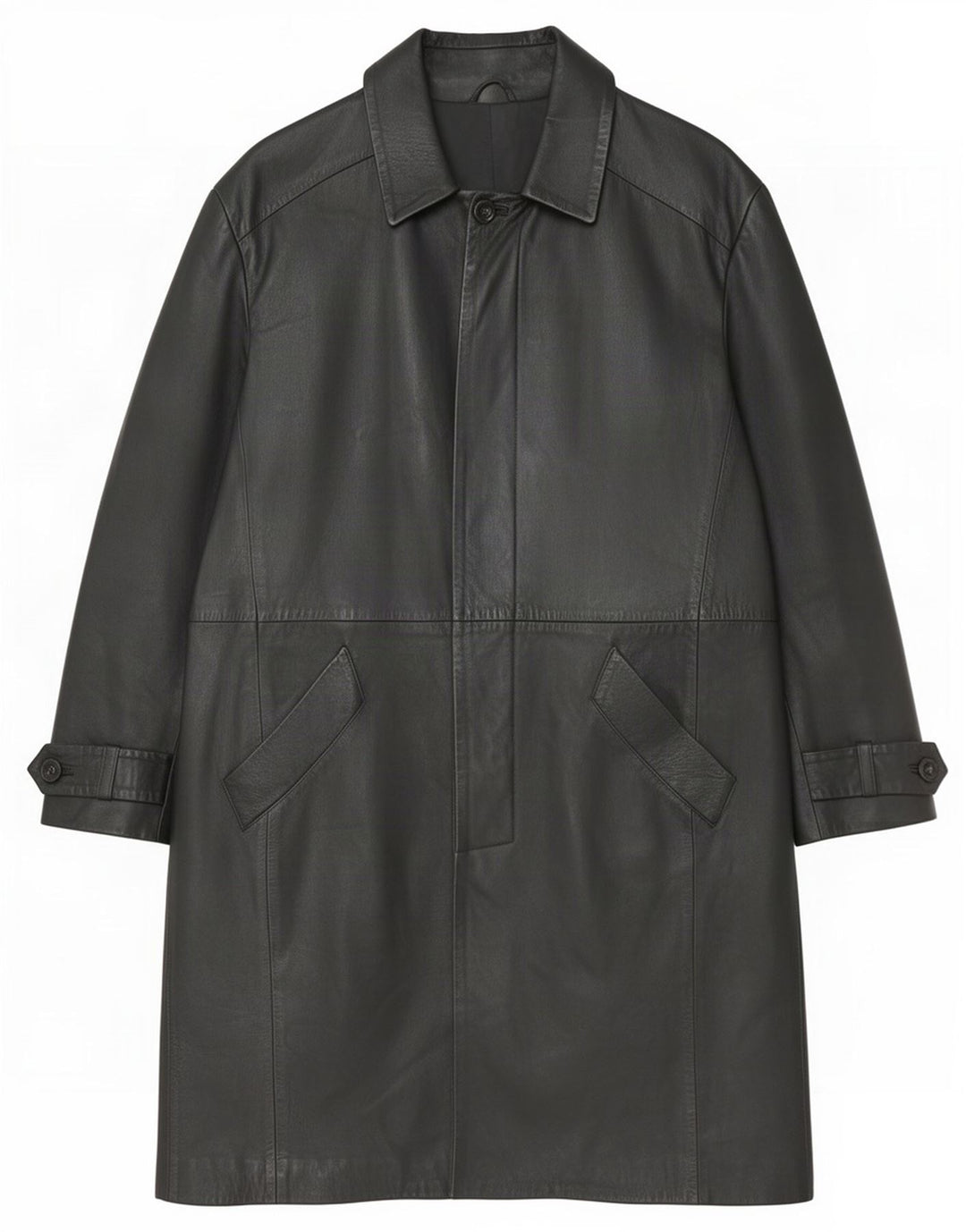 Cappotto in pelle vintage da uomo UK 42 XL Nero