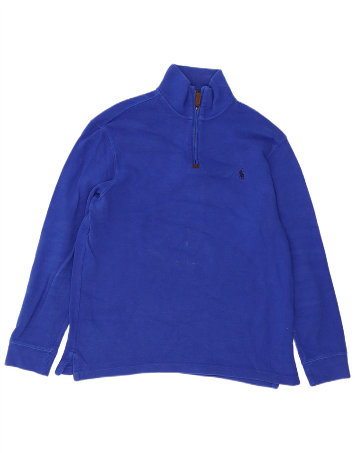 Polo Ralph Lauren Maglione da uomo con zip e collo blu medio