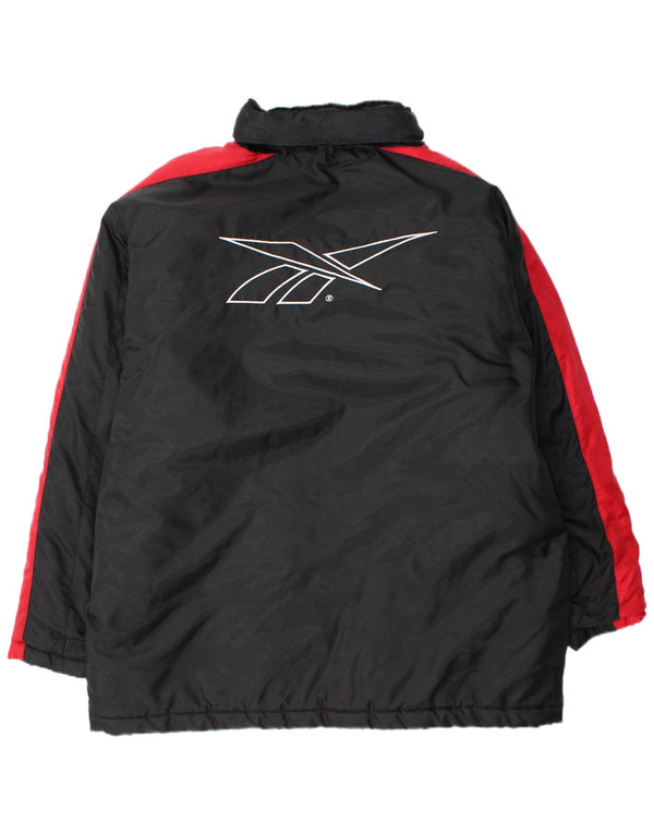 Giacca imbottita con cappuccio grafico da uomo Reebok UK 44 2XL Nylon color block nero