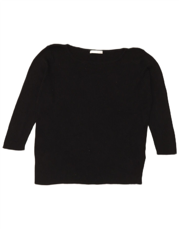 Top da donna Marks & Spencer manica 3/4 UK 18 XL seta nera