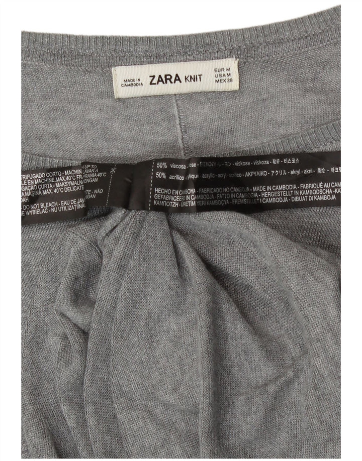 Maglione Zara da donna con scollo a barca UK 14 Viscosa grigio medio