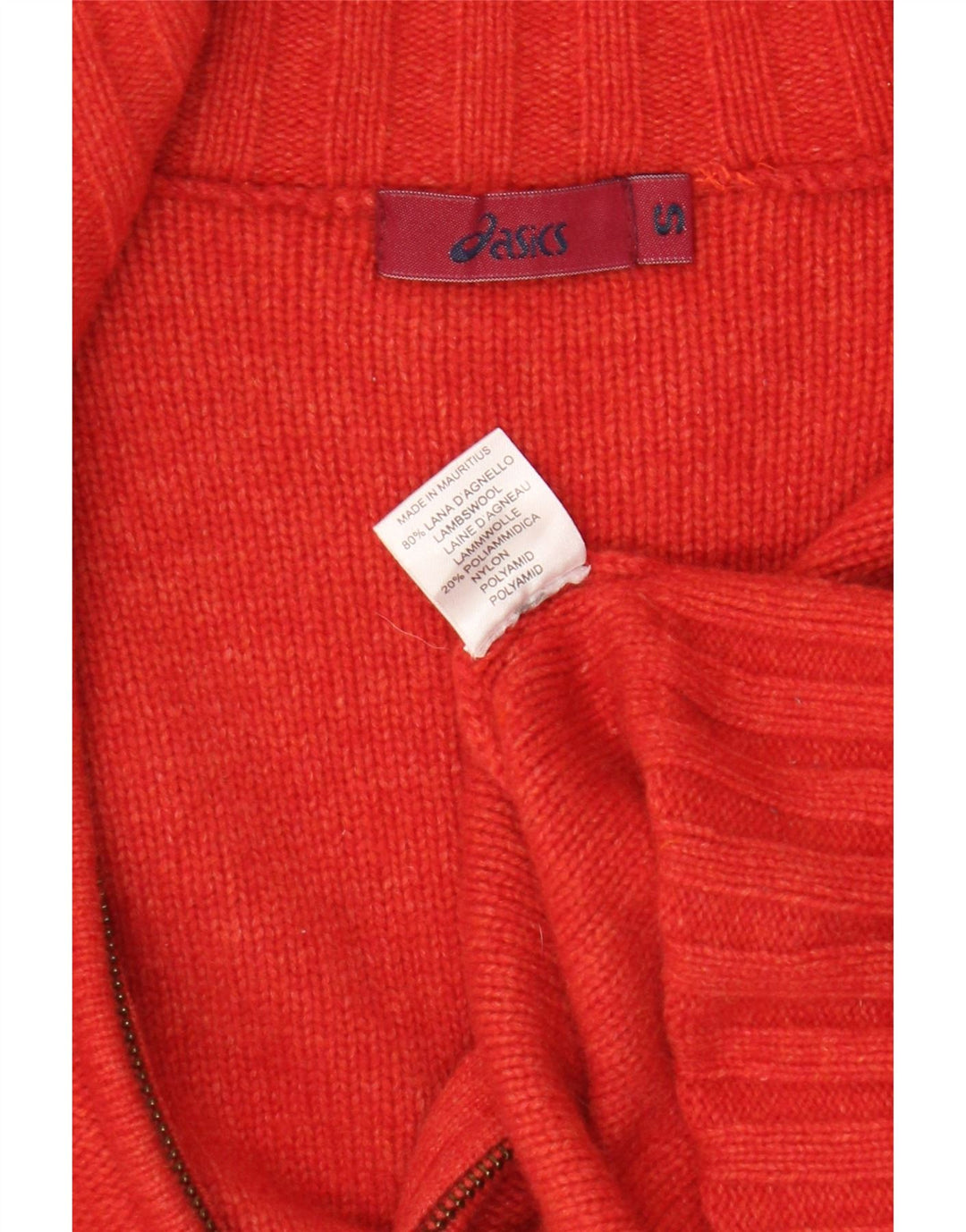 Maglione cardigan da donna Asics UK 10 Small Red Colourblock in lana d'agnello