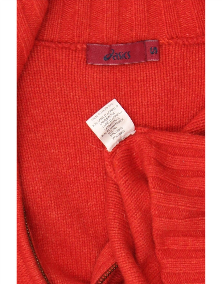 Maglione cardigan da donna Asics UK 10 Small Red Colourblock in lana d'agnello
