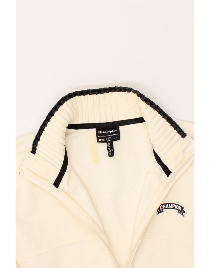 CHAMPION Mens Easy Fit Tracksuit Top Jacket Large Off White Cotton Vintage Champion and Second-Hand Champion from Messina Hembry 