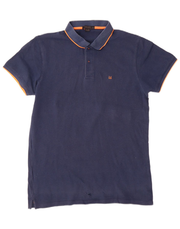 Polo da uomo slim fit Liu Jo grande in cotone blu navy