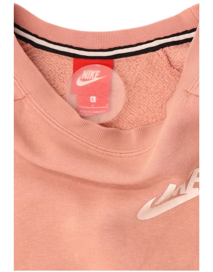 Felpa da donna NIKE maglione UK 16 grande cotone rosa