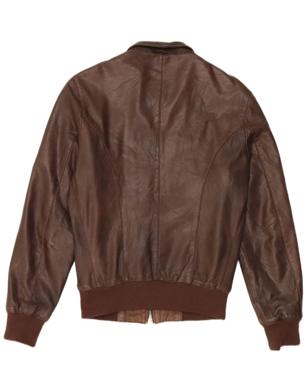 Giacca in pelle vintage da donna IT 48 XL Marrone