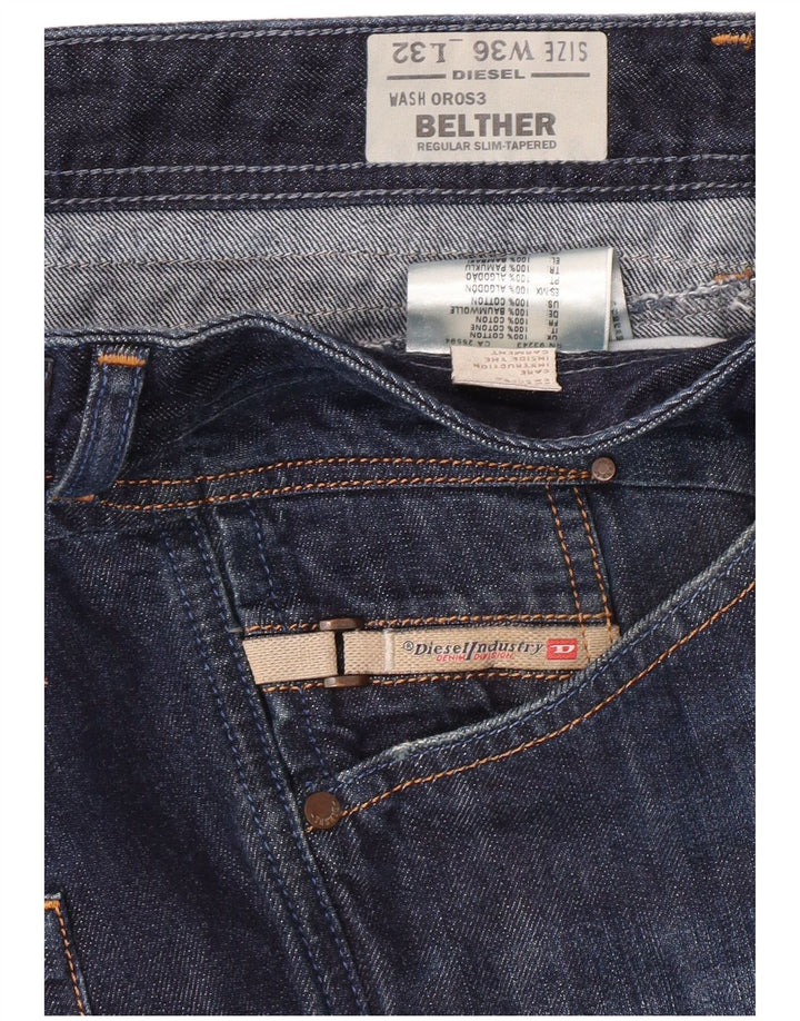 DIESEL Jeans da uomo Belther slim fit affusolati vestibilità regolare W36 L32 Blu Navy