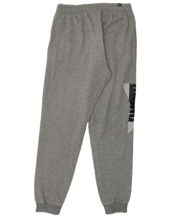 PUMA Mens Graphic Tracksuit Trousers Joggers Medium  Grey Cotton