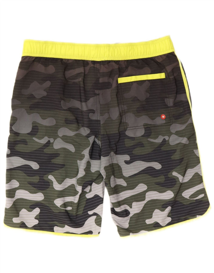 Pantaloncini da bagno grafici da uomo Mistral grandi in poliestere mimetico verde