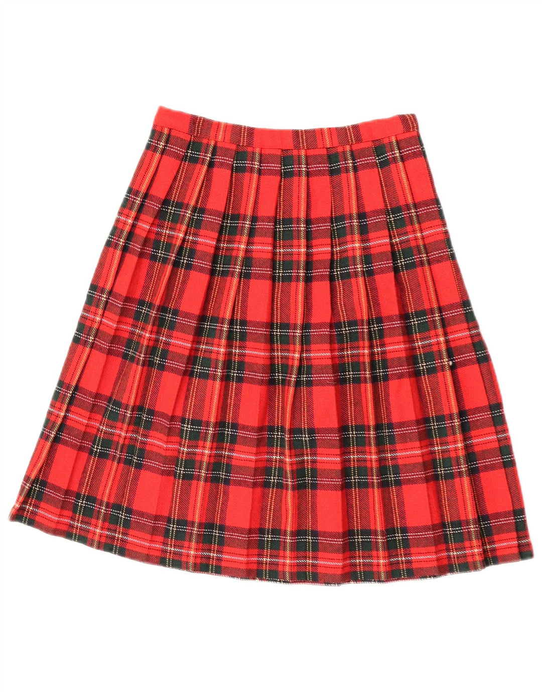 Gonna a pieghe vintage da donna a coltello W26 piccolo quadretto rosso