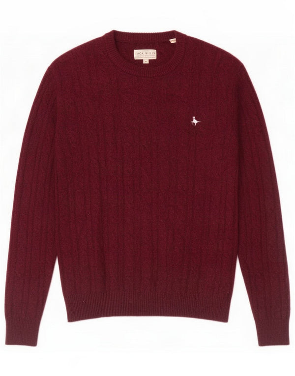 Jack Wills Maglione girocollo oversize da donna UK 6 XS Lana bordeaux
