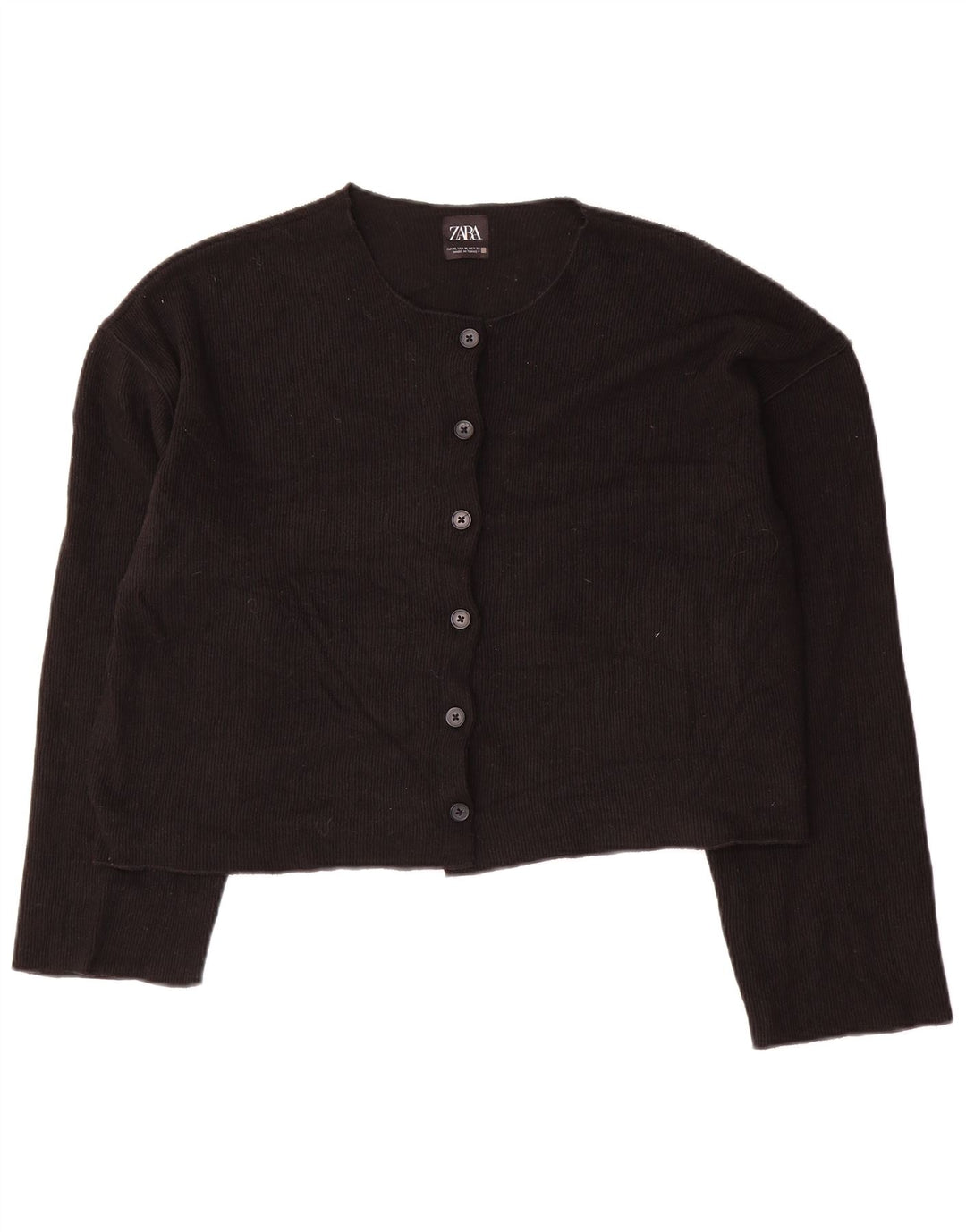 Maglione cardigan corto da donna Zara UK 18 XL poliestere nero