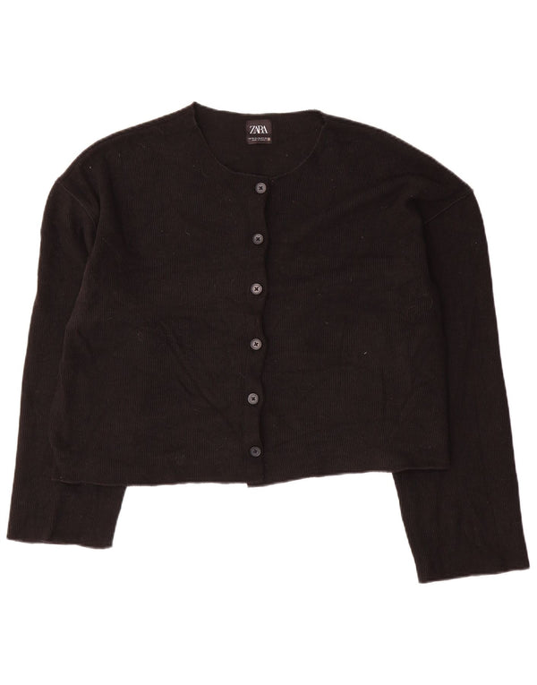 Maglione cardigan corto da donna Zara UK 18 XL poliestere nero