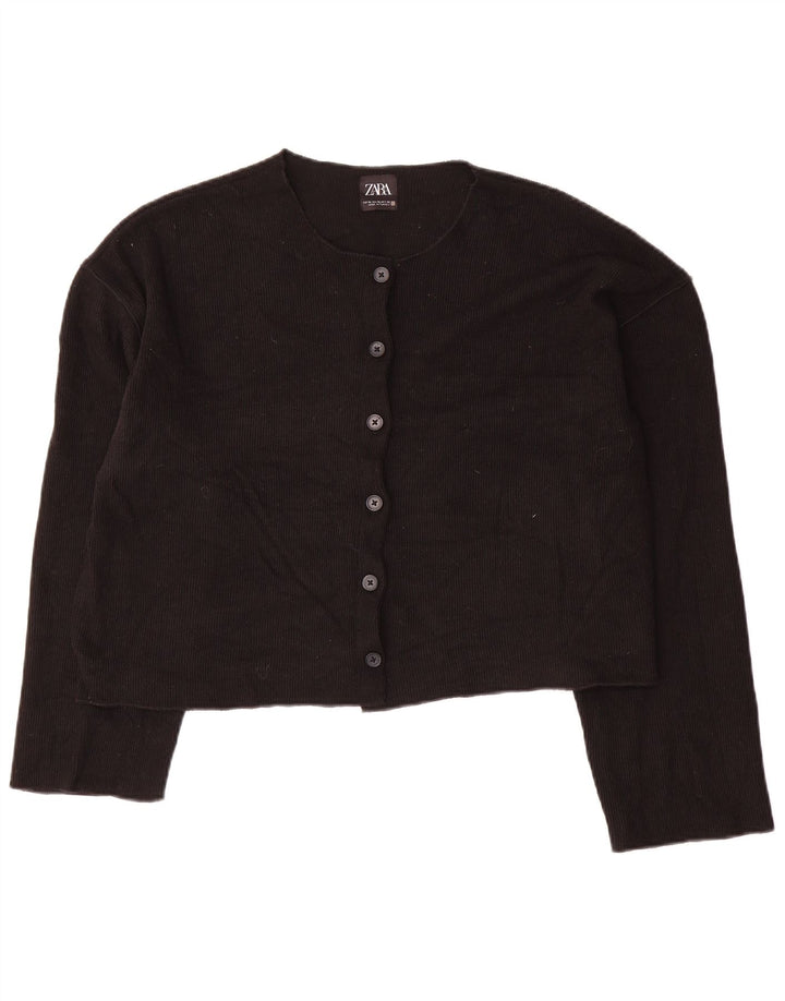 Maglione cardigan corto da donna Zara UK 18 XL poliestere nero