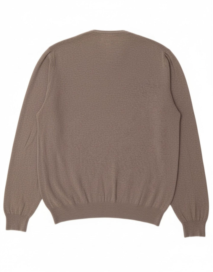 NERO GIARDINI Mens V-Neck Jumper Sweater IT 56 2XL Grey Cotton Vintage Nero Giardini and Second-Hand Nero Giardini from Messina Hembry 