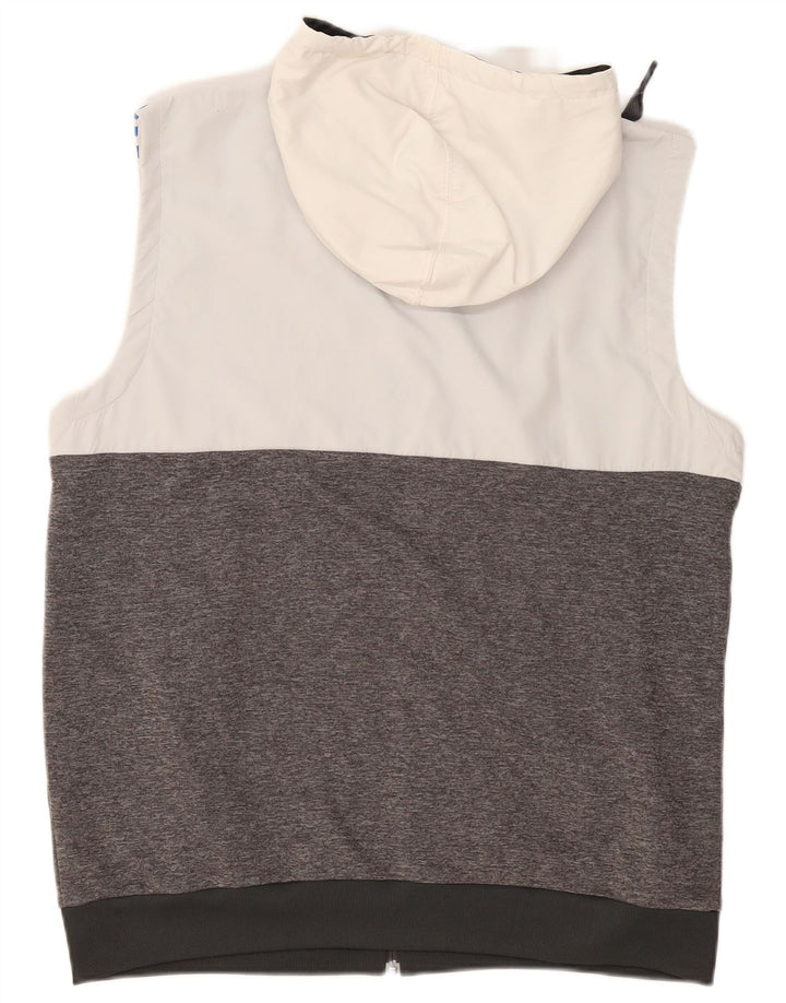 Maglione con cappuccio e zip senza maniche da uomo ADIDAS grande in poliestere color block grigio