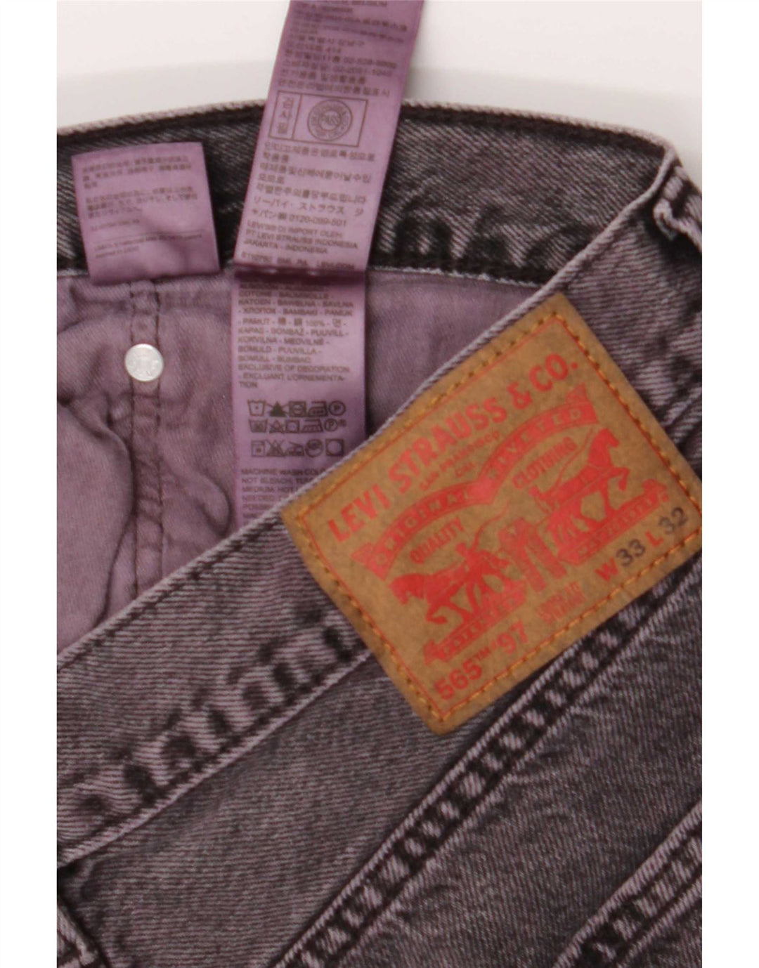 Levi's Uomo 565 Jeans dritti W33 L32 Cotone viola
