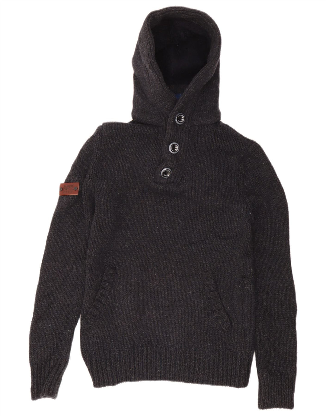 Maglione maglione con cappuccio da uomo Superdry acrilico blu navy medio