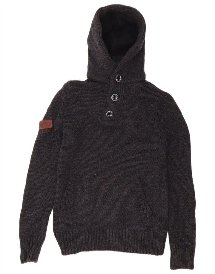 Maglione maglione con cappuccio da uomo Superdry acrilico blu navy medio