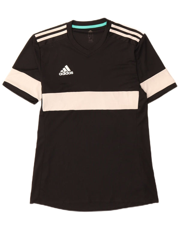 T-shirt Adidas Climalite da uomo, piccola, in poliestere color block nero