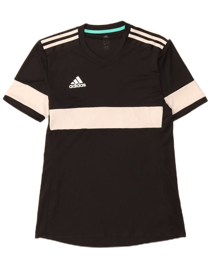 T-shirt Adidas Climalite da uomo, piccola, in poliestere color block nero
