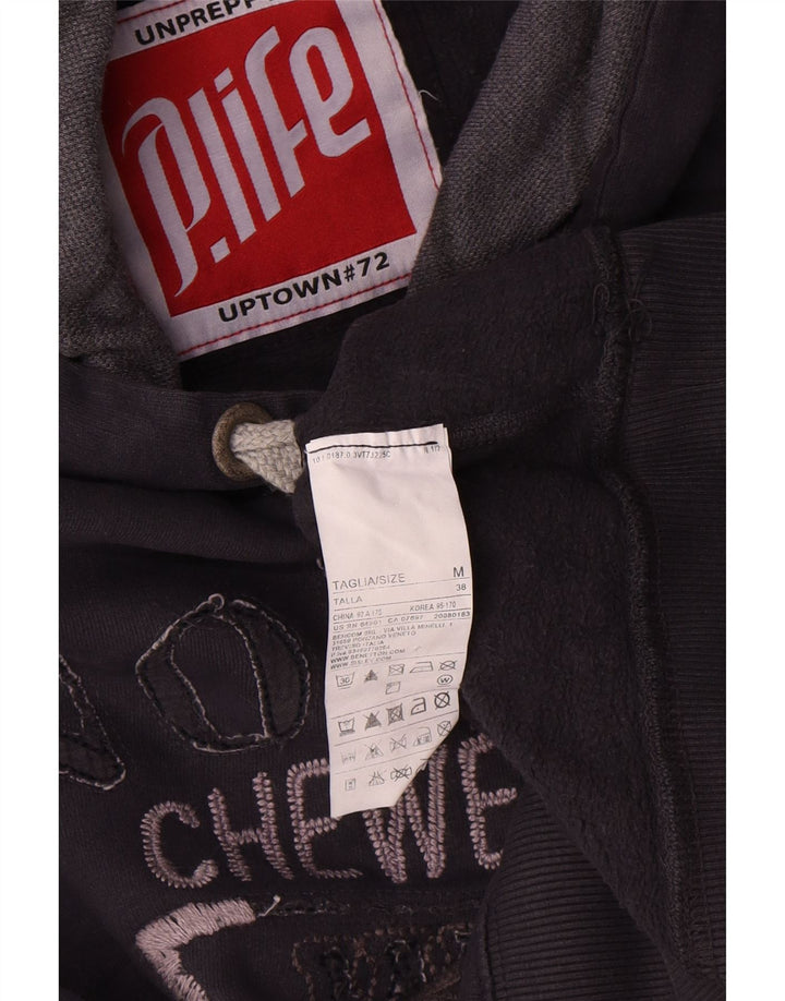 Felpa con cappuccio grafica da uomo Playlife, cotone medio blu navy