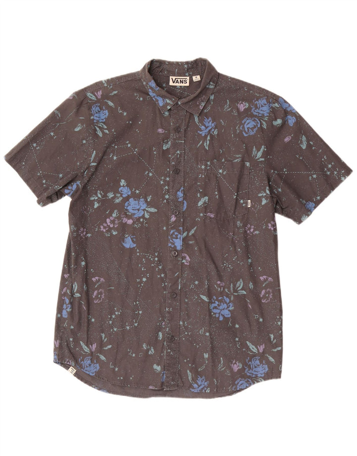 Camicia a maniche corte da uomo VANS in cotone floreale grigio medio