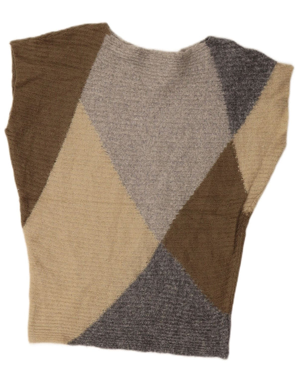 BENETTON Maglione da donna con scollo a barca UK 14 medio multicolore