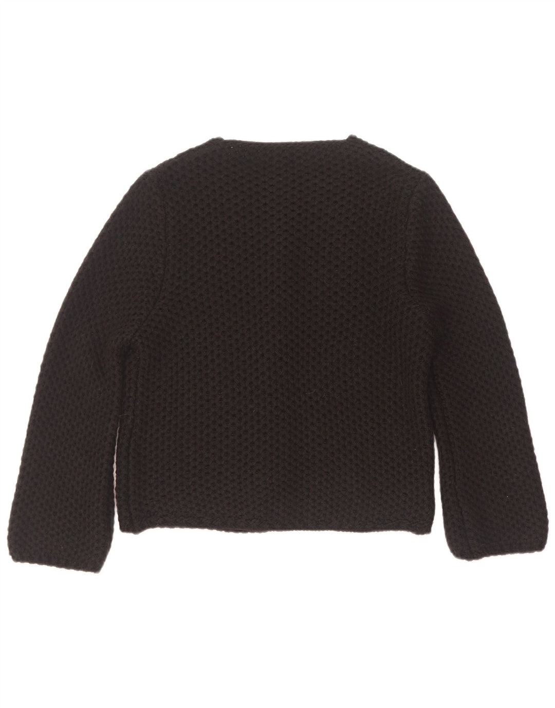 Maglione cardigan aperto da donna vintage UK 14 acrilico nero medio