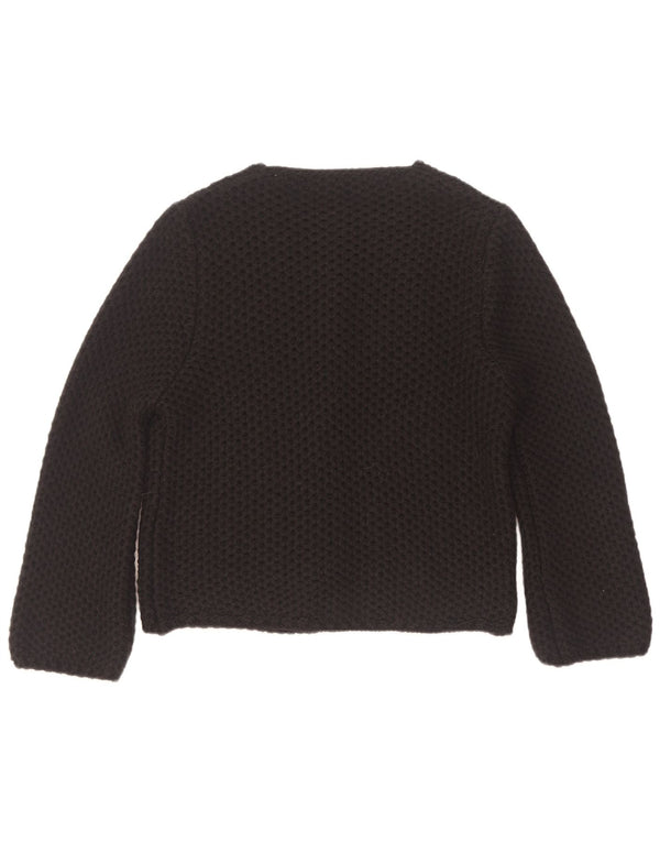 Maglione cardigan aperto da donna vintage UK 14 acrilico nero medio