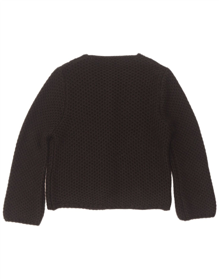 Maglione cardigan aperto da donna vintage UK 14 acrilico nero medio