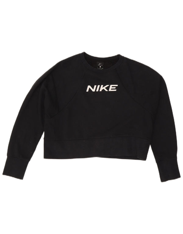 Felpa oversize con grafica corta Nike da donna UK 10 piccola nera