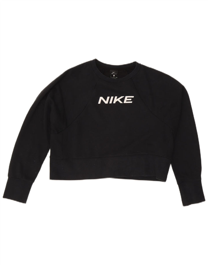 Felpa oversize con grafica corta Nike da donna UK 10 piccola nera