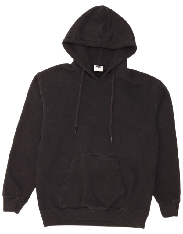 Felpa con cappuccio da uomo Zara piccola in cotone nero