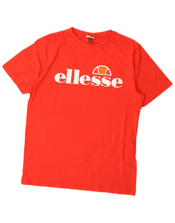 T-shirt grafica da donna Ellesse Top UK 12 rosso medio in cotone