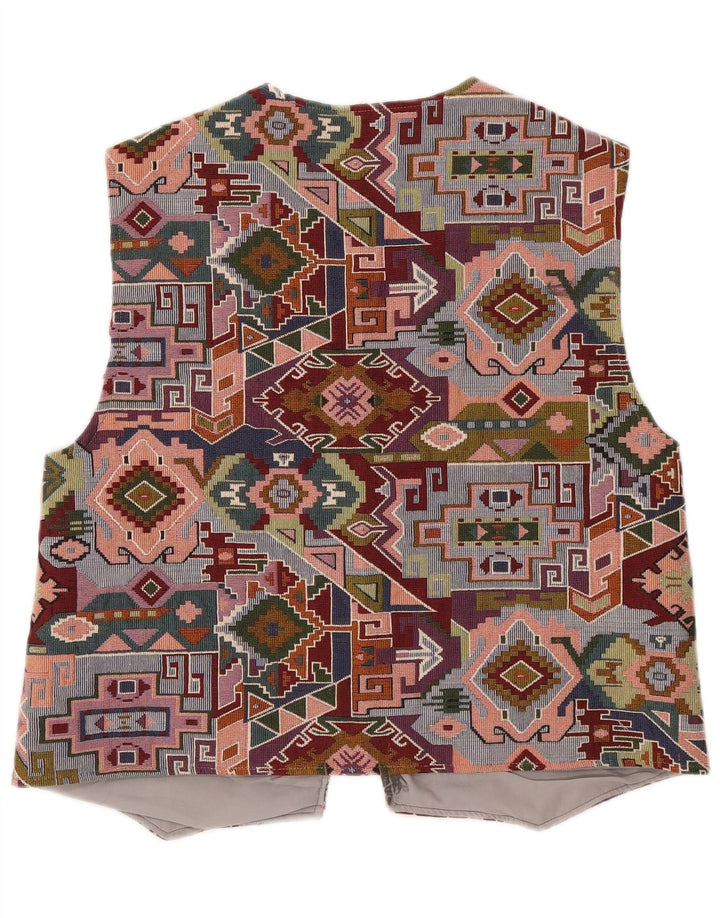 Gilet reversibile vintage da uomo UK 38 medio multicolore geometrico