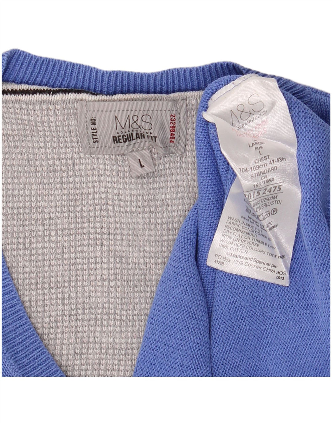 Maglione da uomo Marks & Spencer vestibilità regolare con scollo a V, grande cotone blu