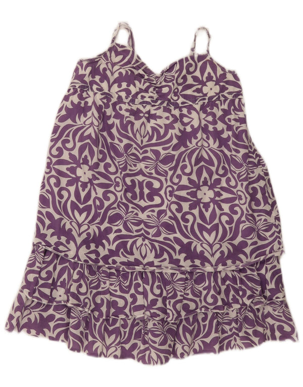 Prendisole Bambina Benetton 7-8 Anni Viola Floreale In Cotone