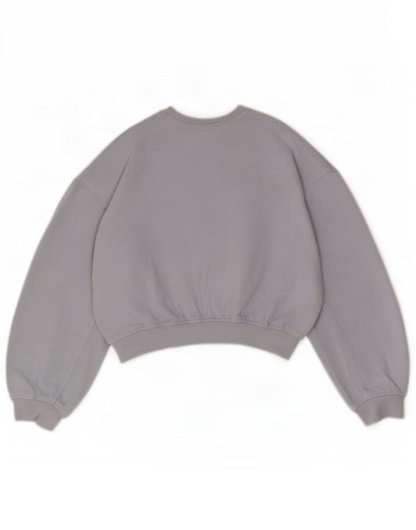 Zara Womens Oversized Crop Sweatshirt Jumper UK 14 Medium Blue Cotton